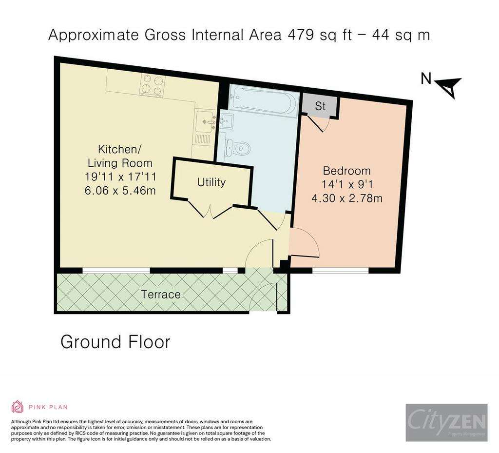 1 bedroom flat to rent - floorplan