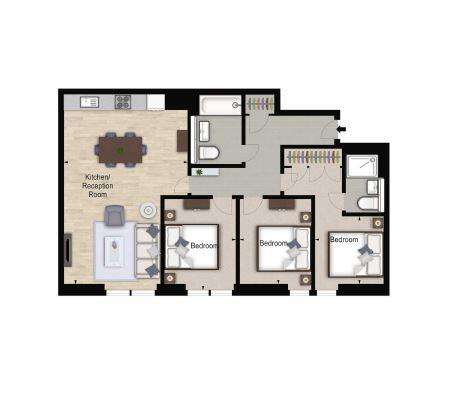 3 bedroom flat to rent - floorplan