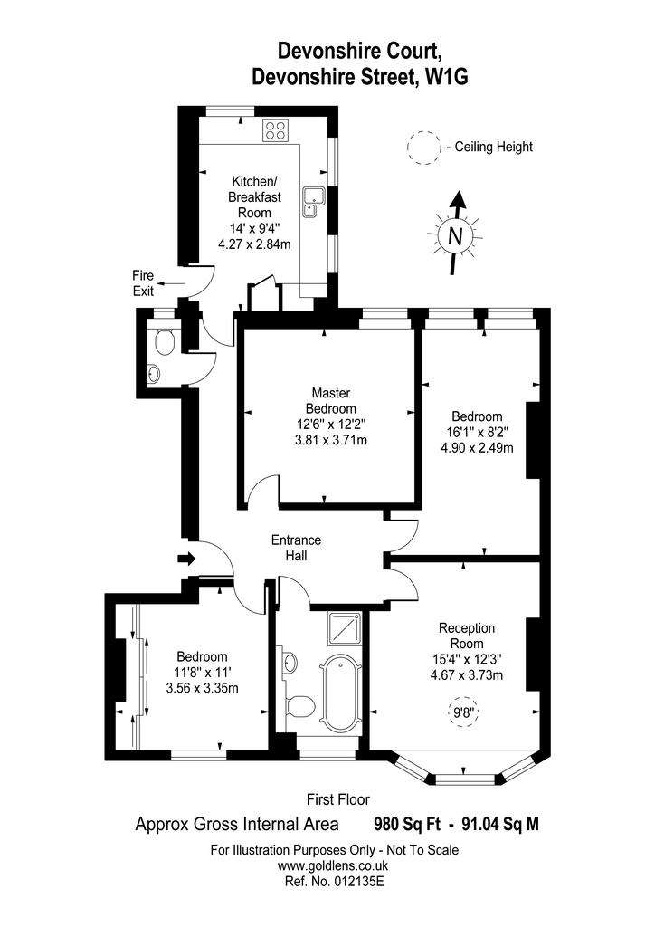 3 bedroom flat to rent - floorplan