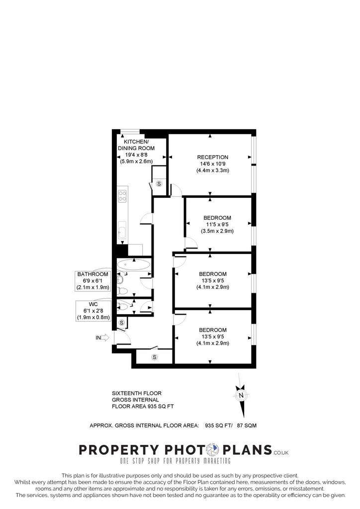 3 bedroom flat to rent - floorplan