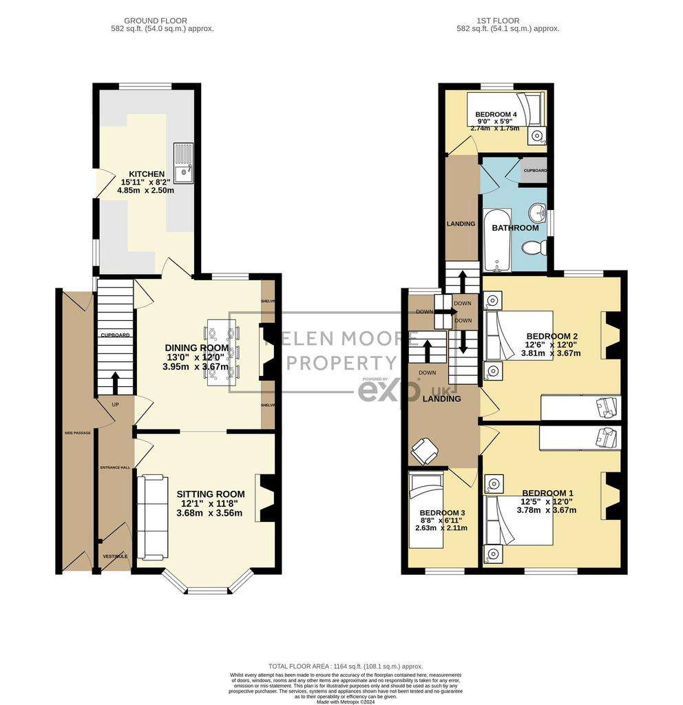 4 bedroom terraced house for sale - floorplan