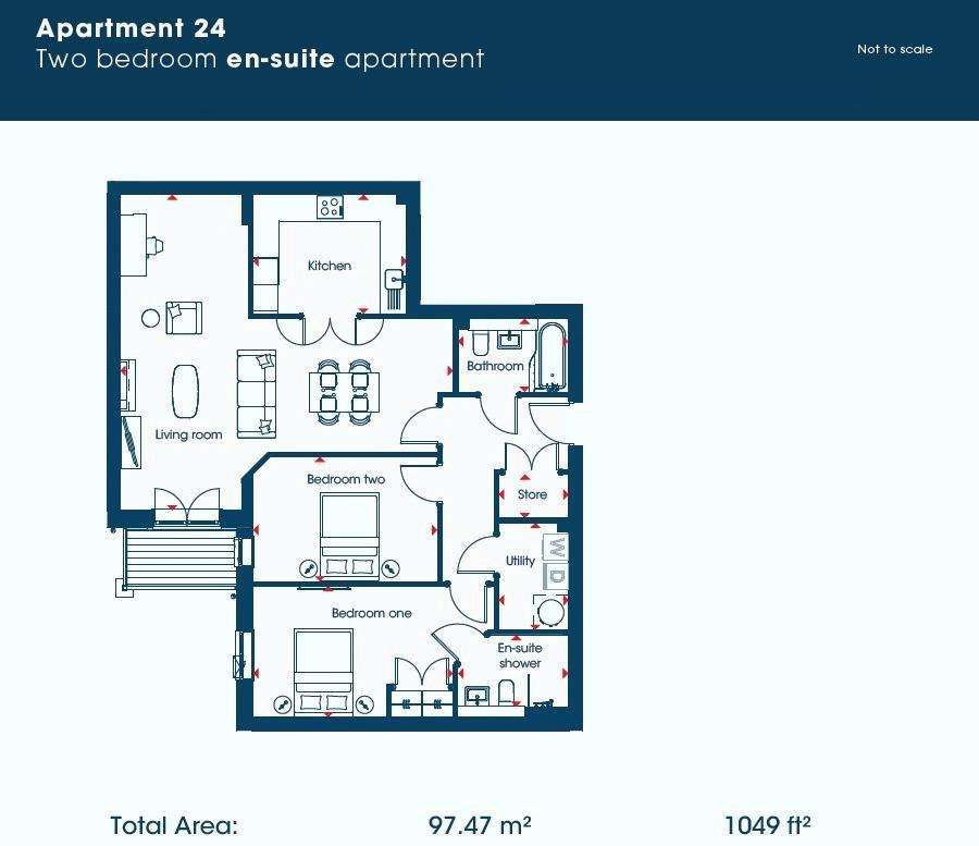 2 bedroom retirement property for sale - floorplan