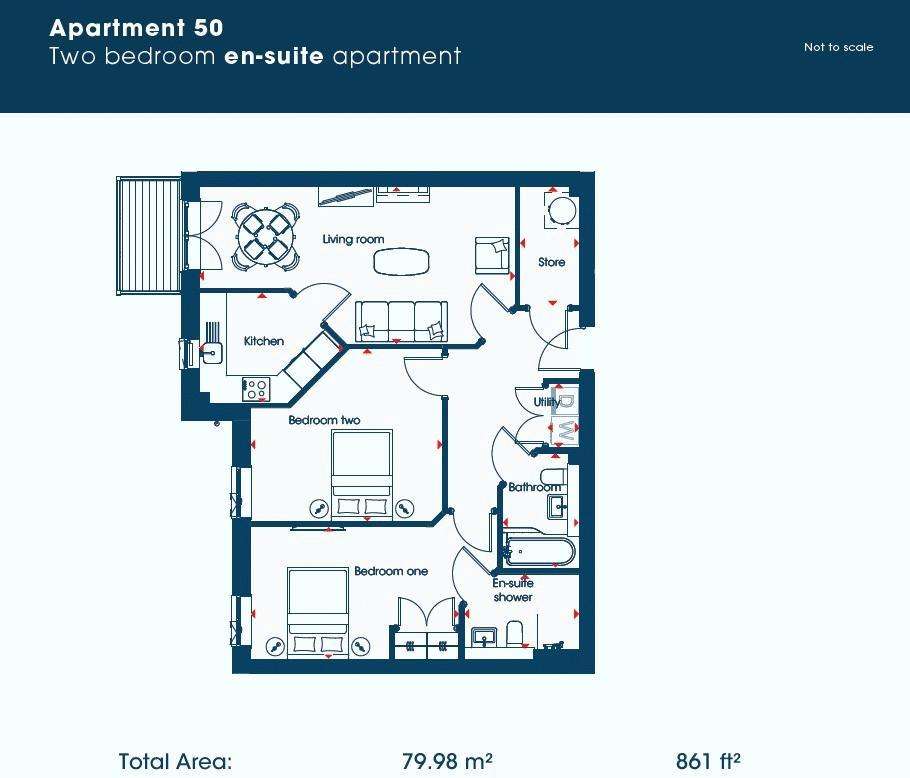 2 bedroom retirement property for sale - floorplan