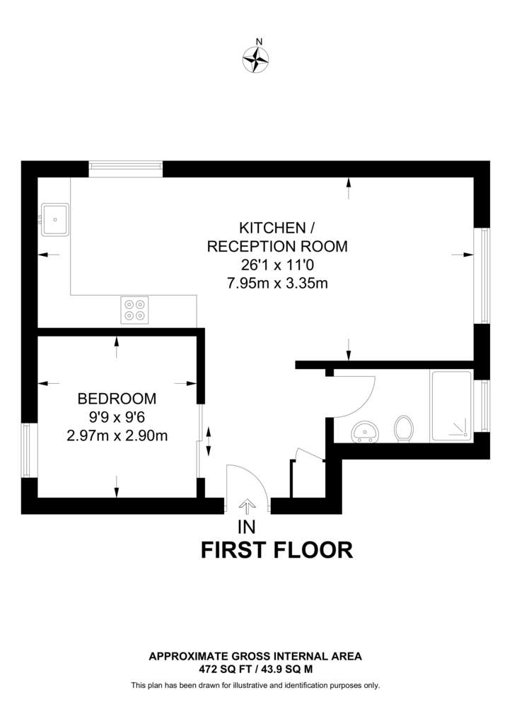 1 bedroom flat to rent - floorplan