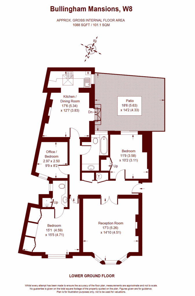 3 bedroom flat to rent - floorplan