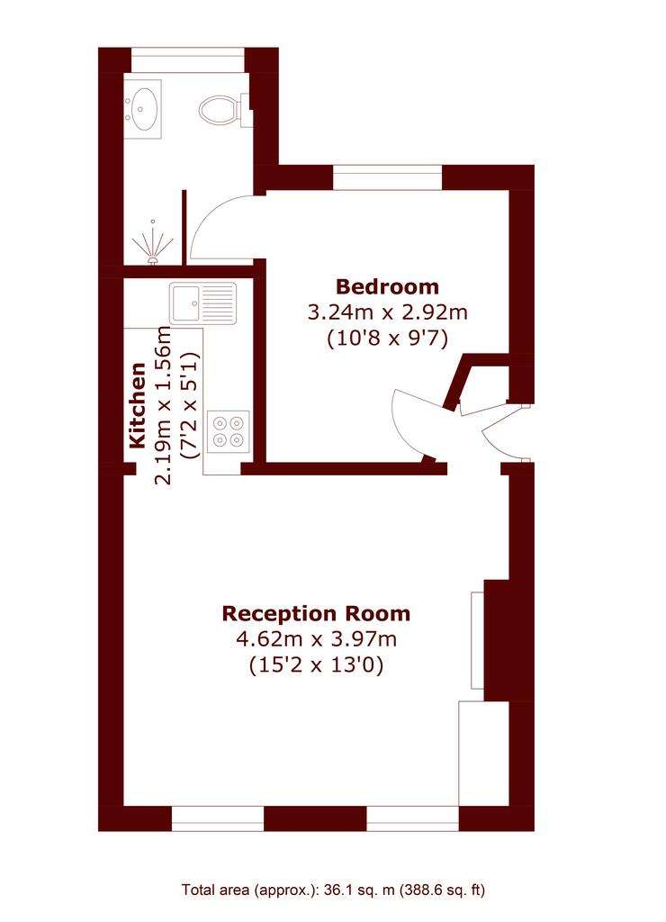 1 bedroom flat to rent - floorplan