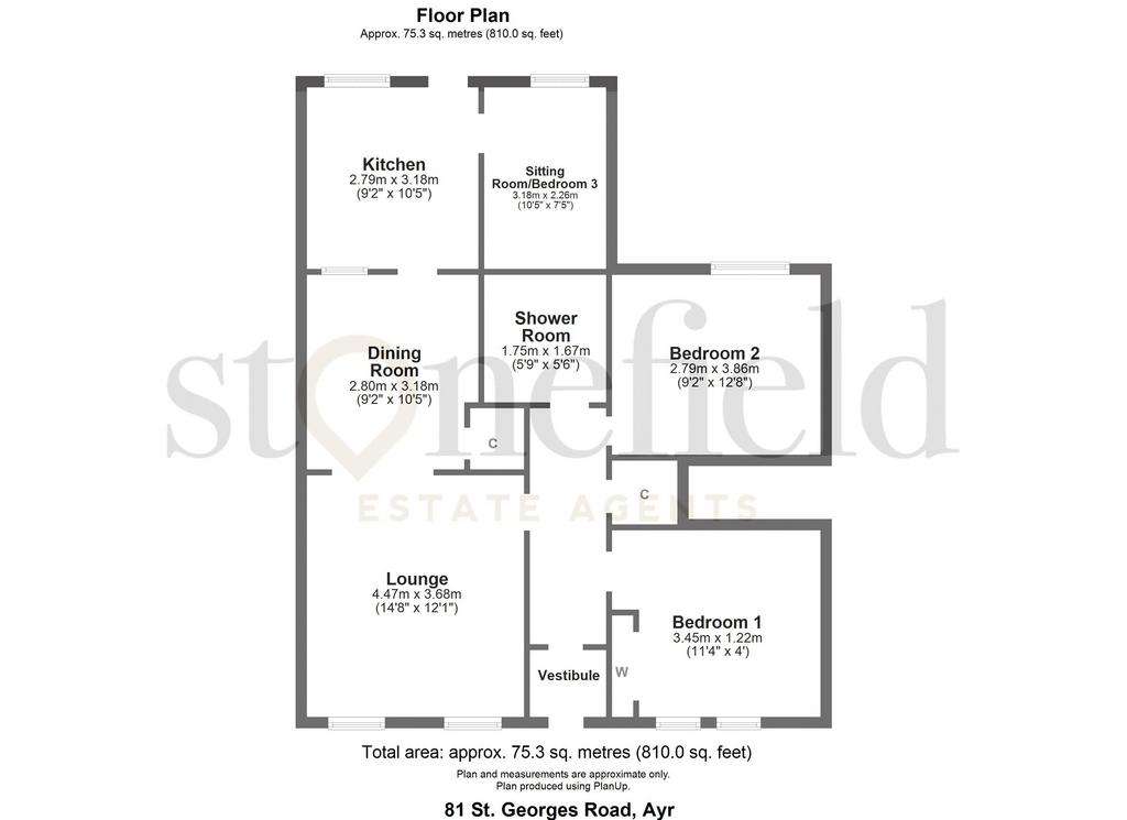 3 bedroom ground floor flat for sale - floorplan