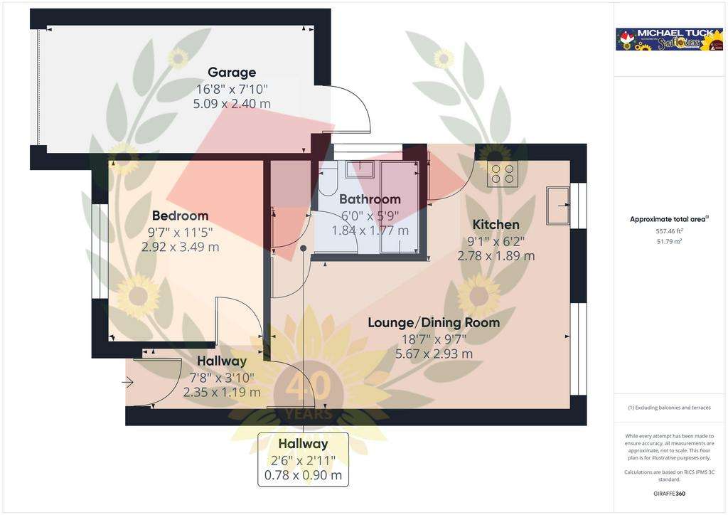 1 bedroom semi-detached bungalow for sale - floorplan