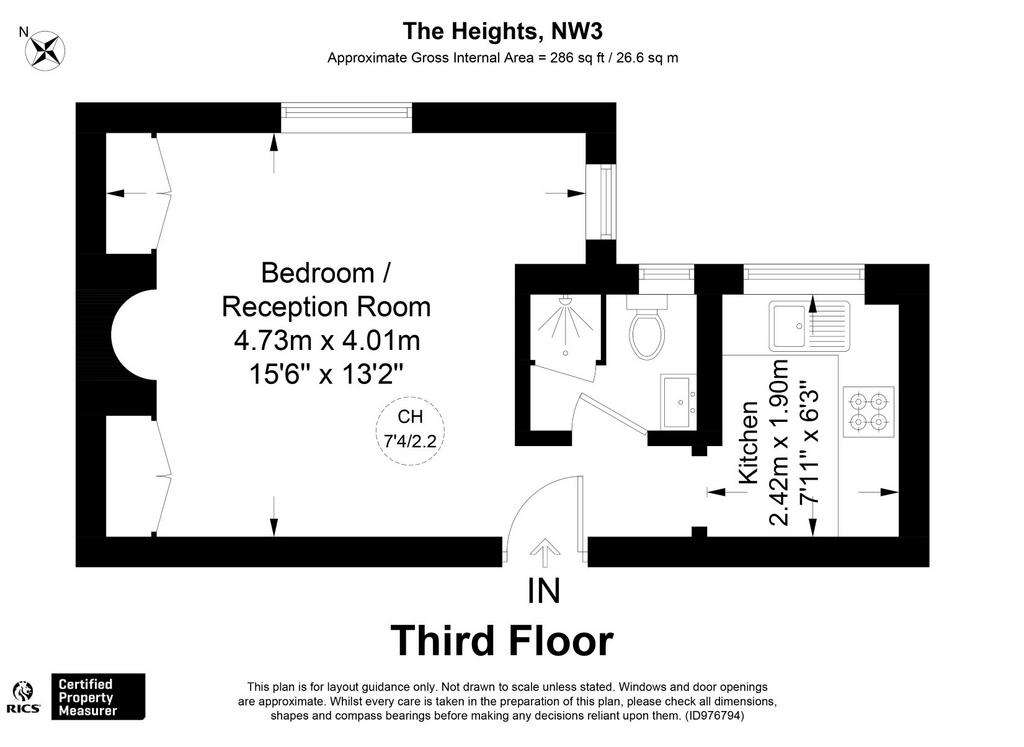 Studio flat for sale - floorplan