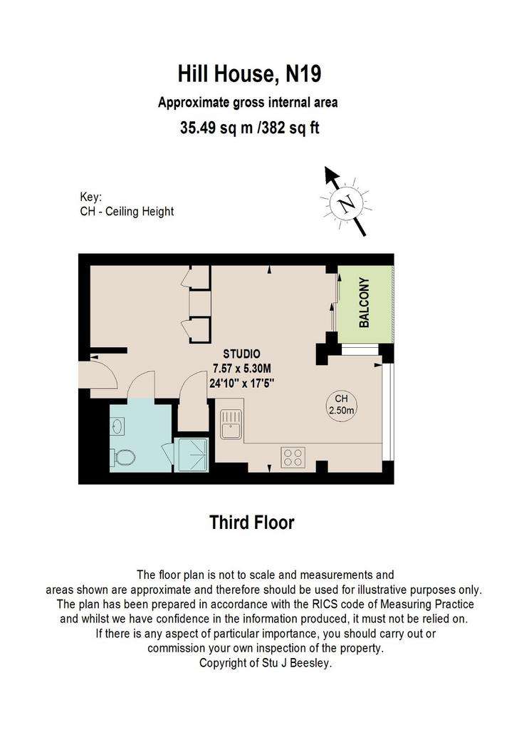 Studio flat for sale - floorplan