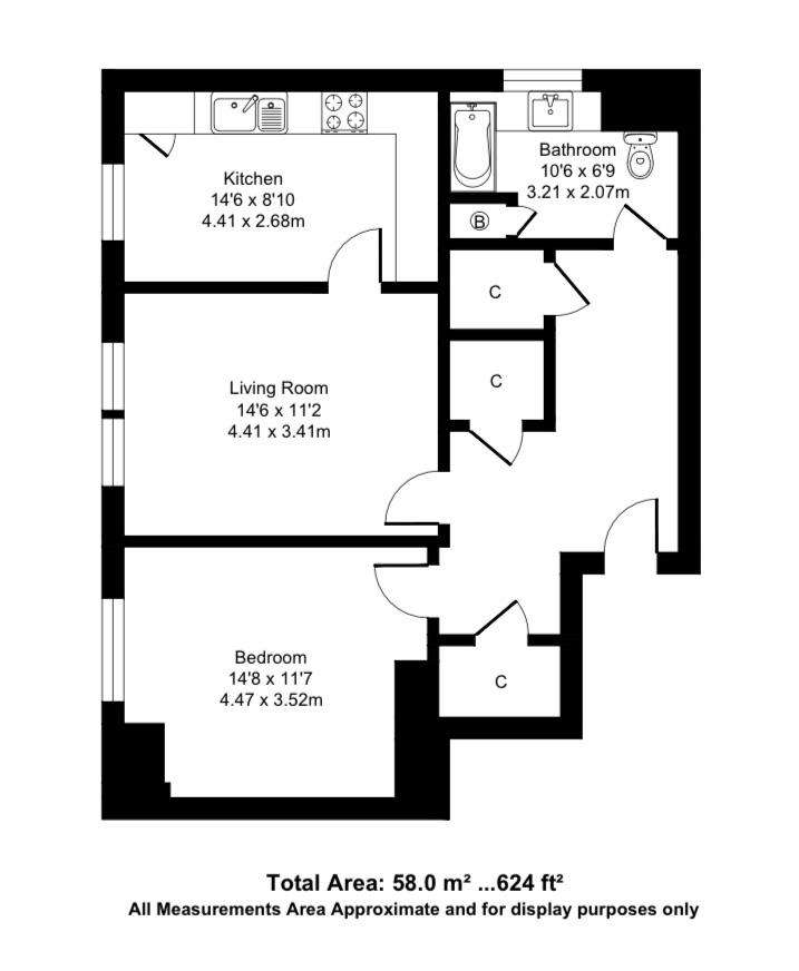 1 bedroom flat to rent - floorplan