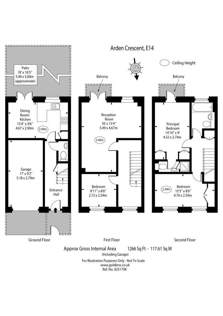 3 bedroom house to rent - floorplan