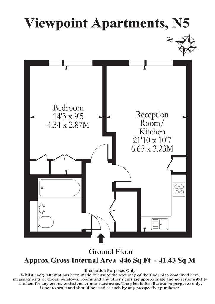 1 bedroom flat to rent - floorplan