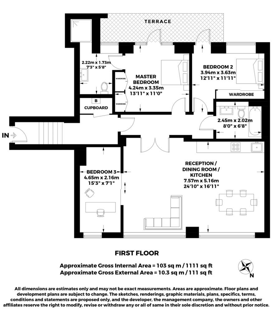 3 bedroom flat to rent - floorplan