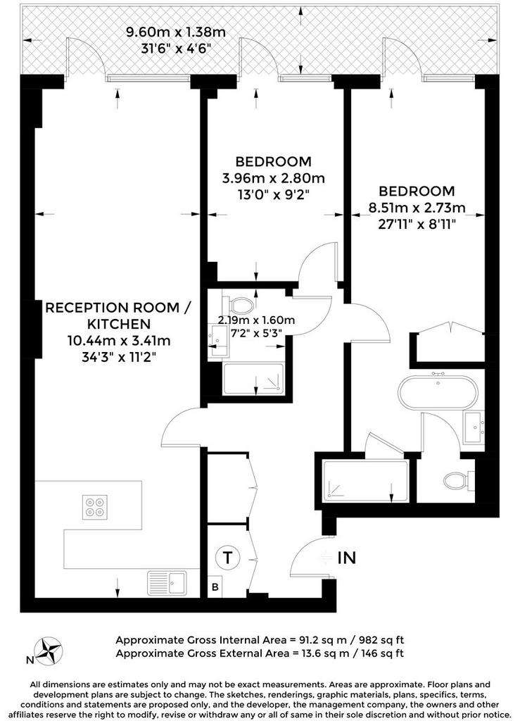 2 bedroom flat to rent - floorplan