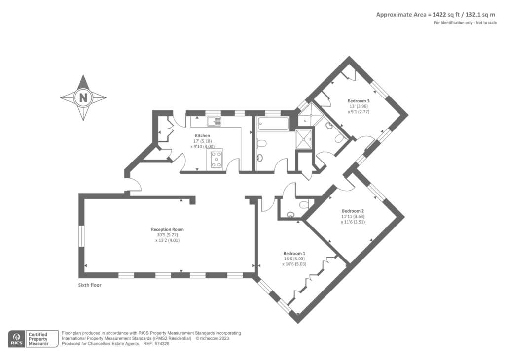 3 bedroom flat to rent - floorplan