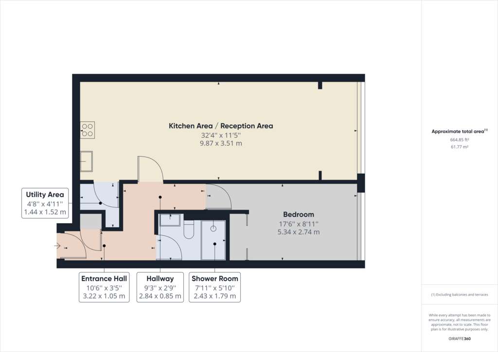 1 bedroom flat to rent - floorplan