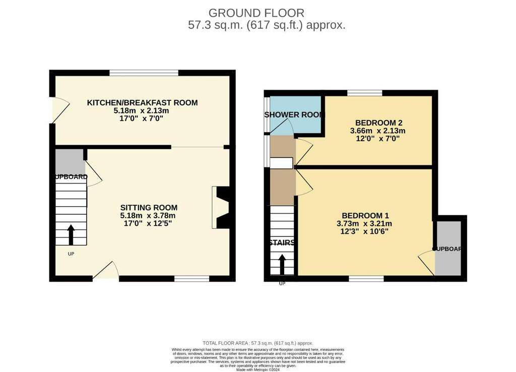 2 bedroom semi-detached house to rent - floorplan