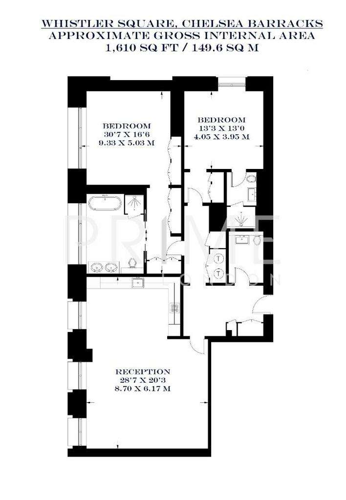 2 bedroom flat to rent - floorplan