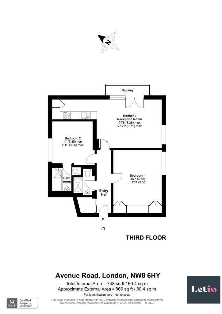 2 bedroom flat to rent - floorplan