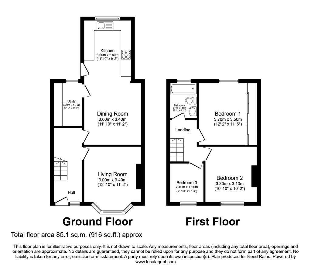 3 bedroom house to rent - floorplan