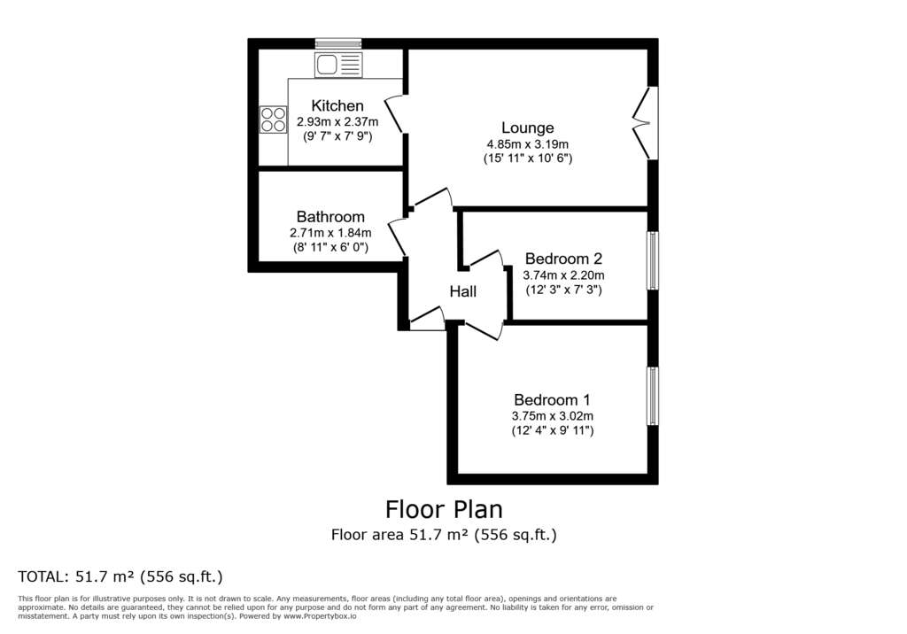 2 bedroom flat to rent - floorplan