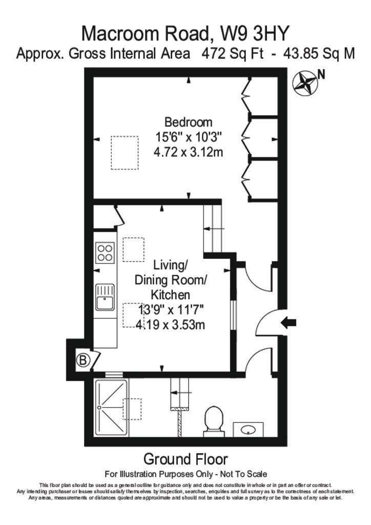 1 bedroom flat to rent - floorplan