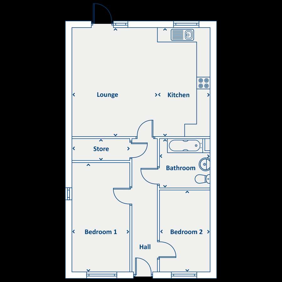 2 bedroom bungalow for sale - floorplan