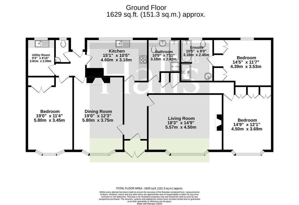 3 bedroom bungalow to rent - floorplan