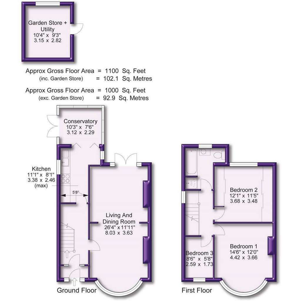 3 bedroom semi-detached house for sale - floorplan