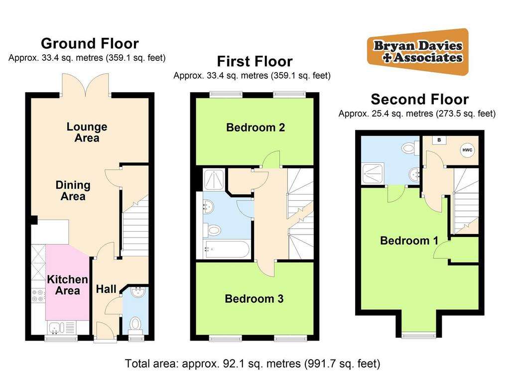 3 bedroom terraced house for sale - floorplan