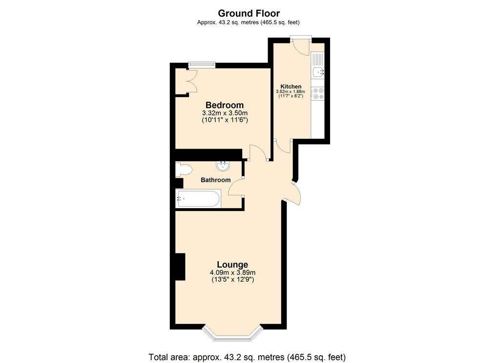 1 bedroom flat to rent - floorplan