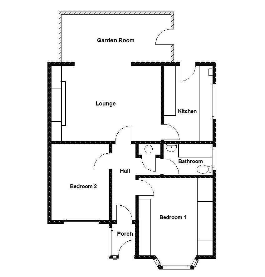 2 bedroom semi-detached bungalow for sale - floorplan