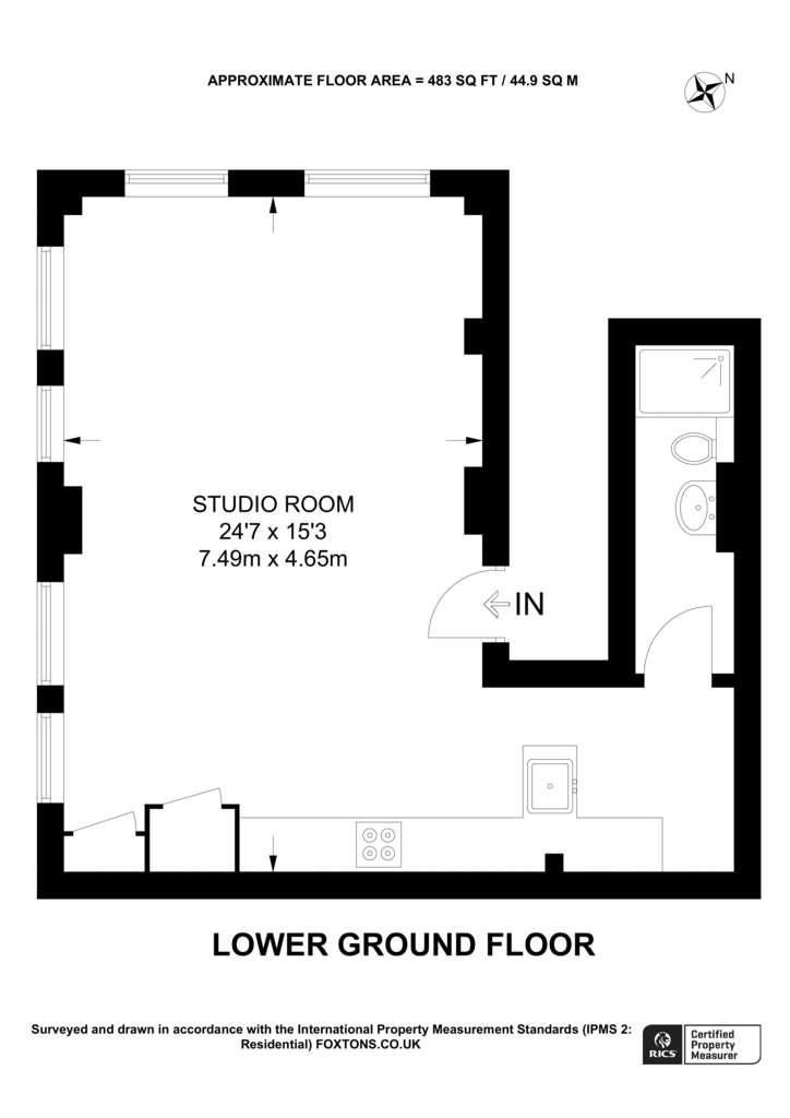 Studio flat to rent - floorplan