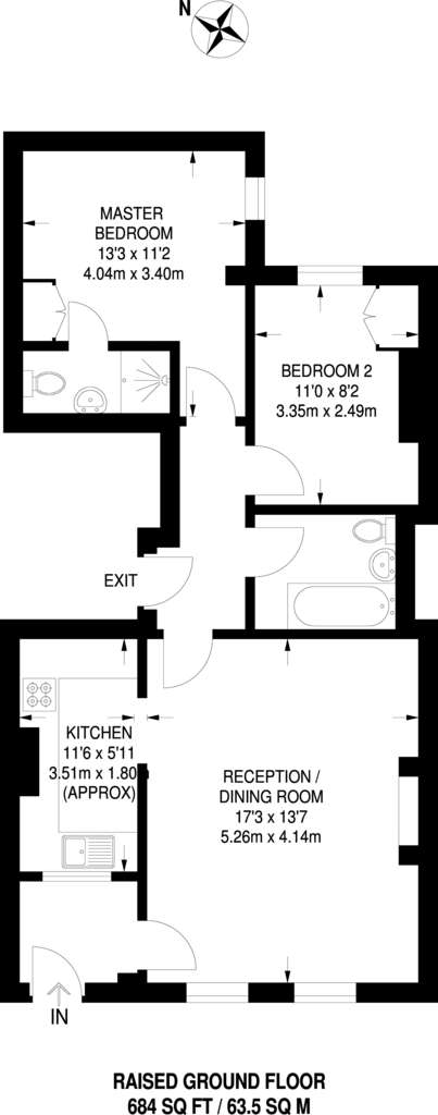 2 bedroom flat to rent - floorplan