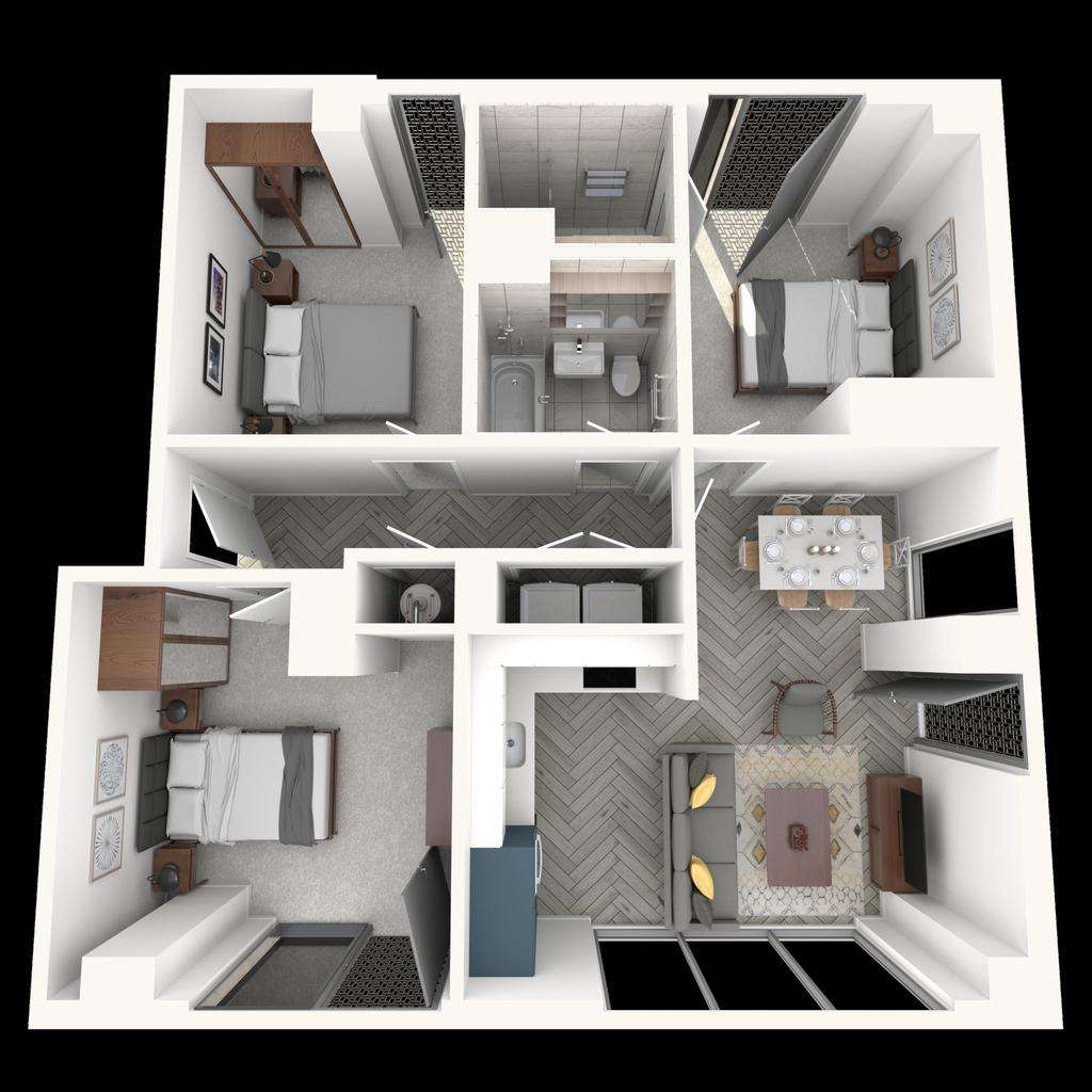 3 bedroom flat to rent - floorplan