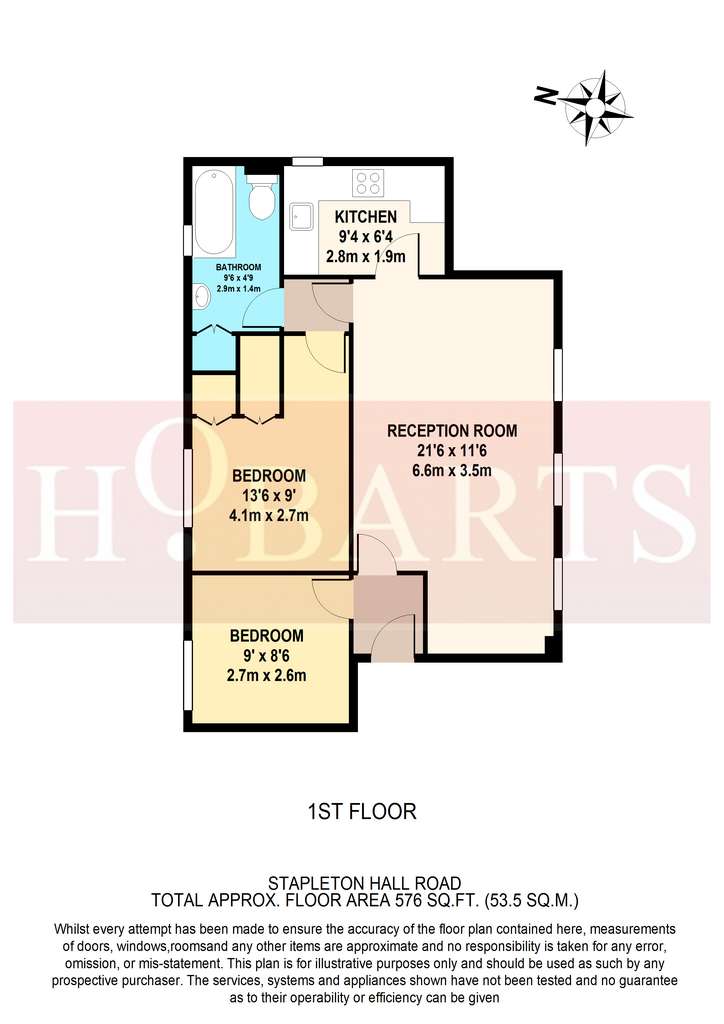 2 bedroom flat to rent - floorplan