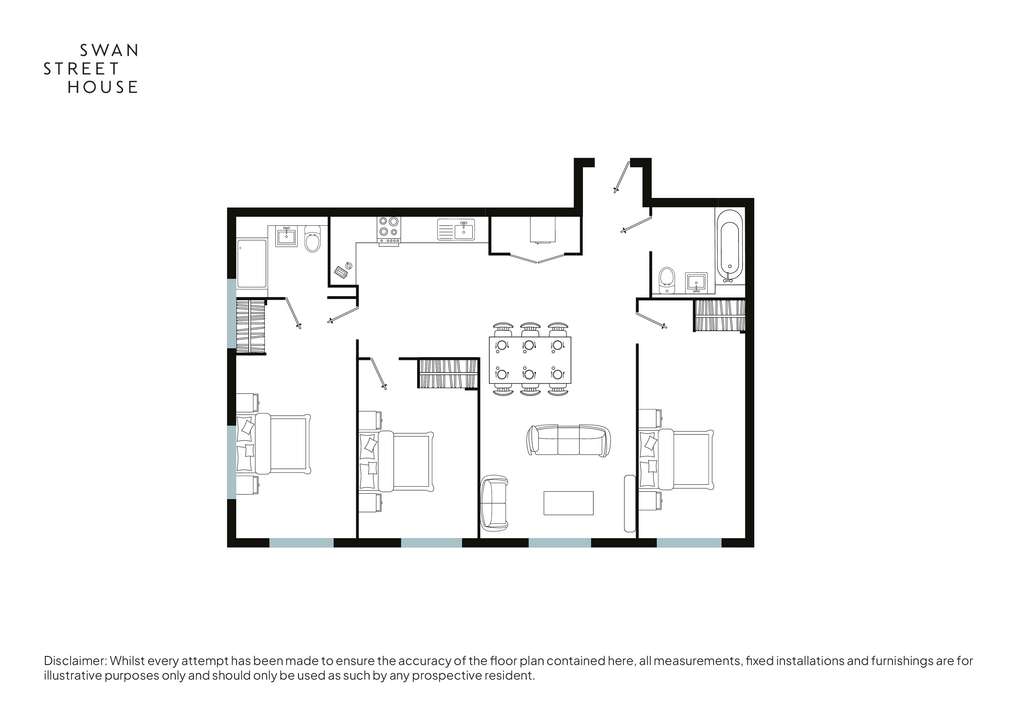 3 bedroom flat to rent - floorplan