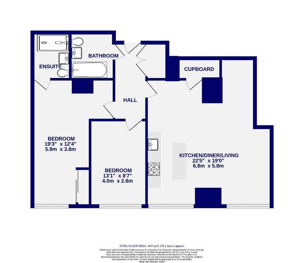 2 bedroom flat for sale - floorplan