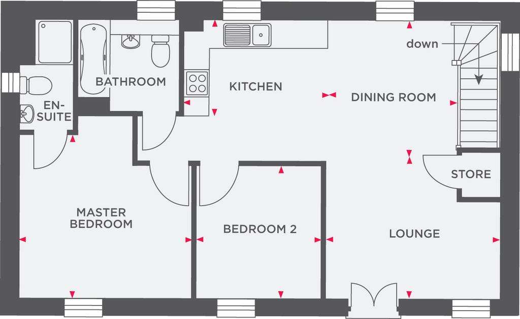 2 bedroom coash house for sale - floorplan