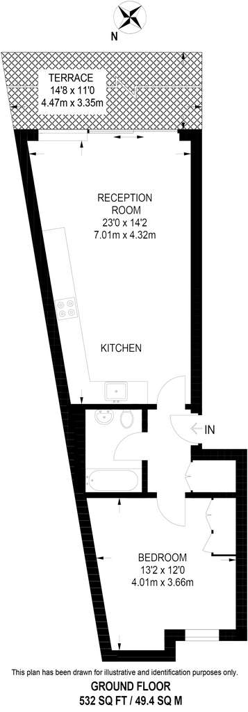 1 bedroom flat to rent - floorplan