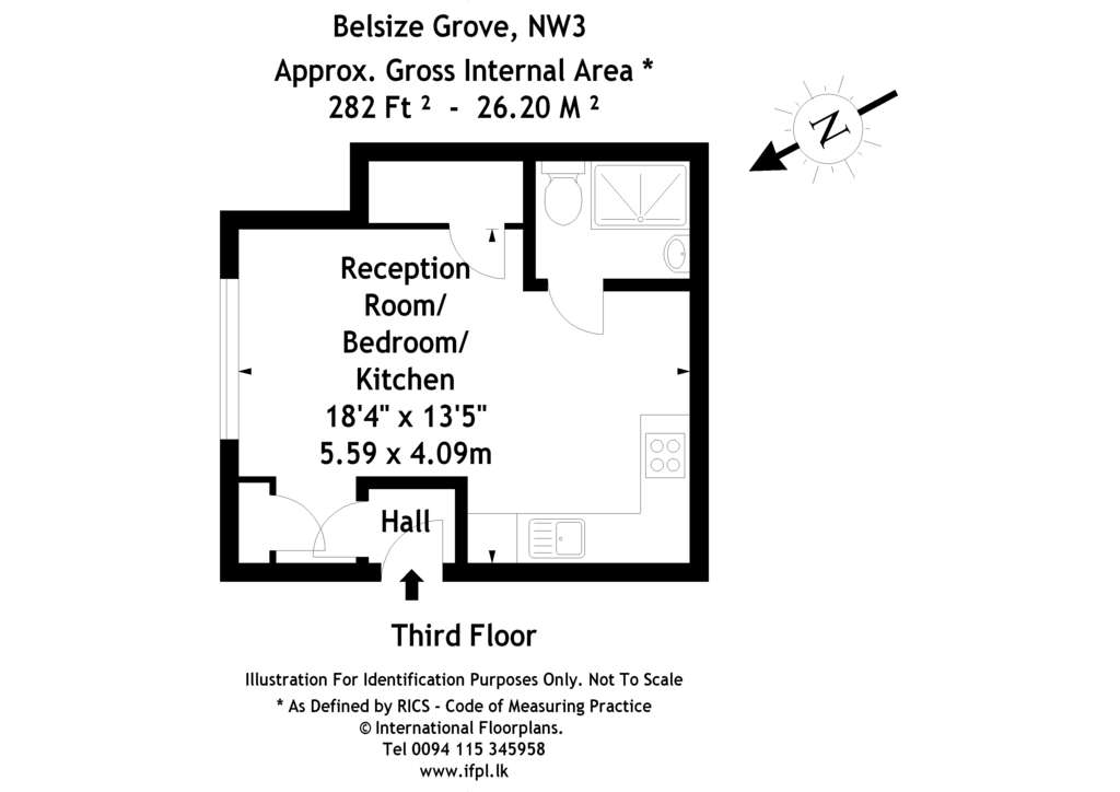 Studio flat to rent - floorplan