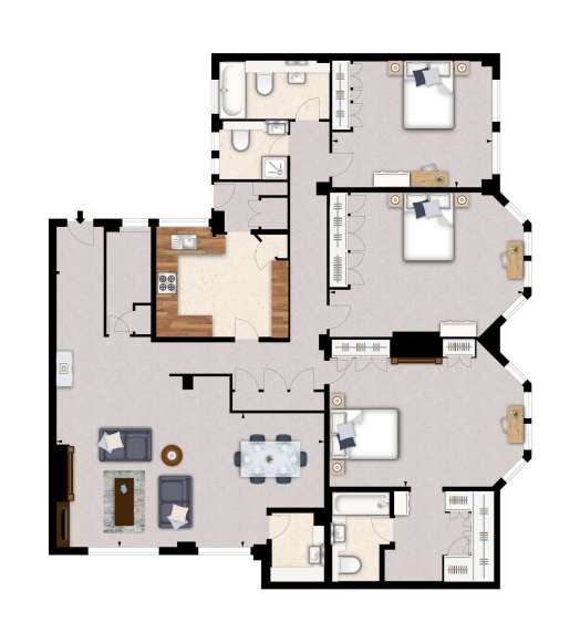 3 bedroom flat to rent - floorplan