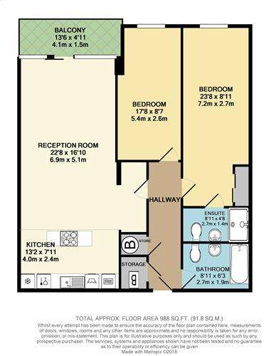 2 bedroom flat to rent - floorplan