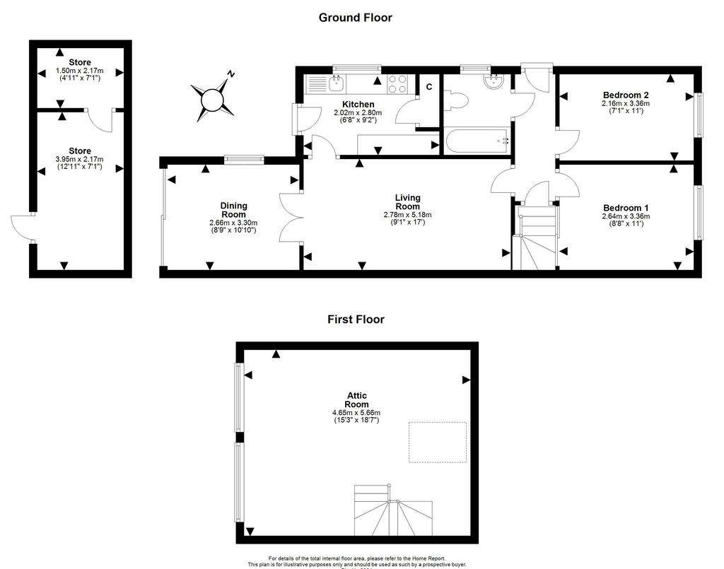 2 bedroom semi-detached house for sale - floorplan