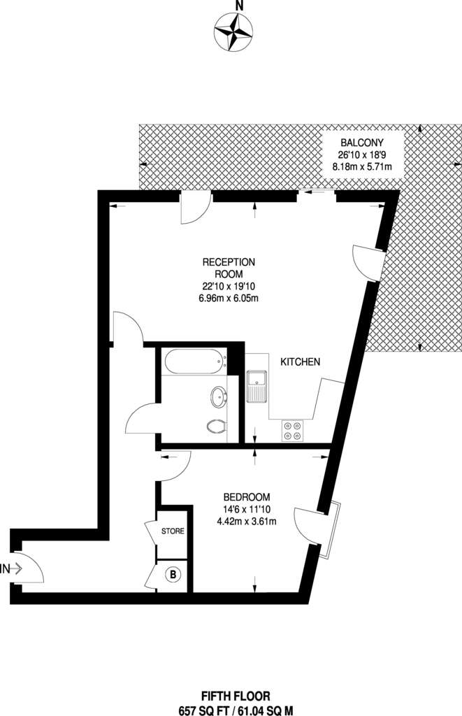 1 bedroom flat to rent - floorplan