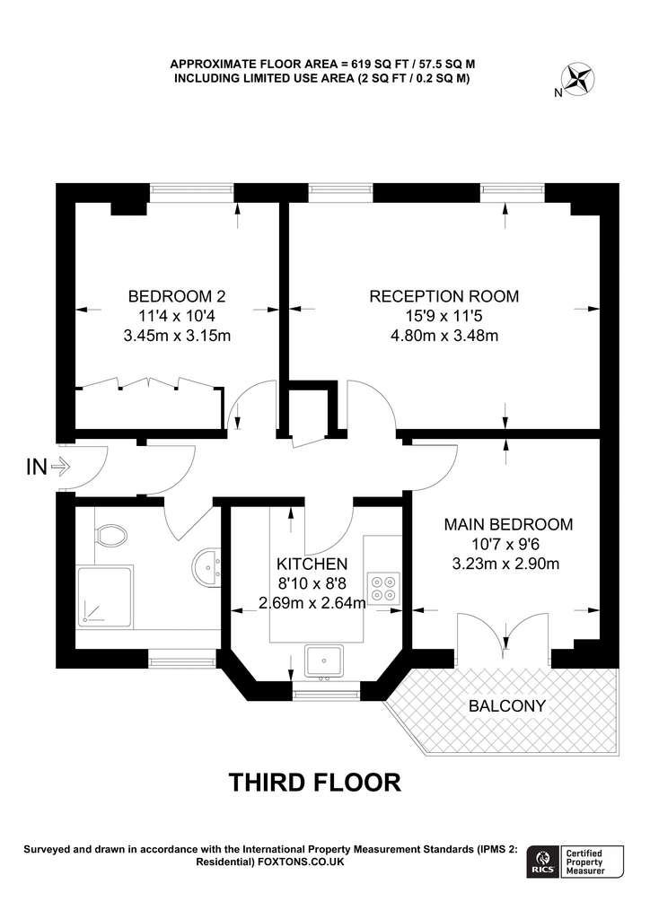 2 bedroom flat to rent - floorplan