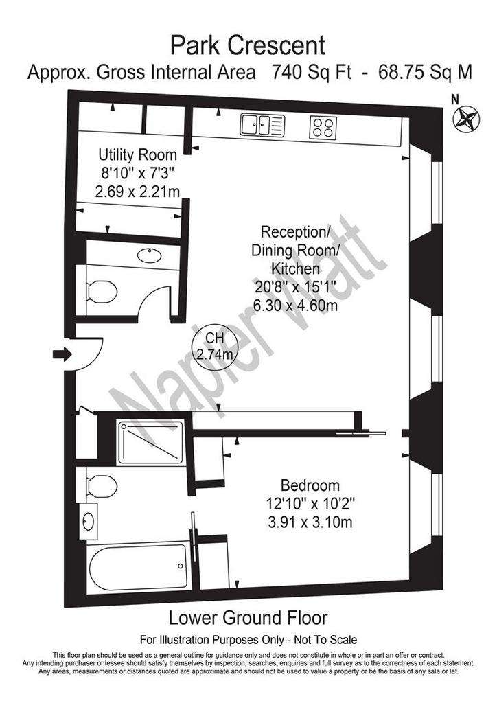 1 bedroom flat to rent - floorplan