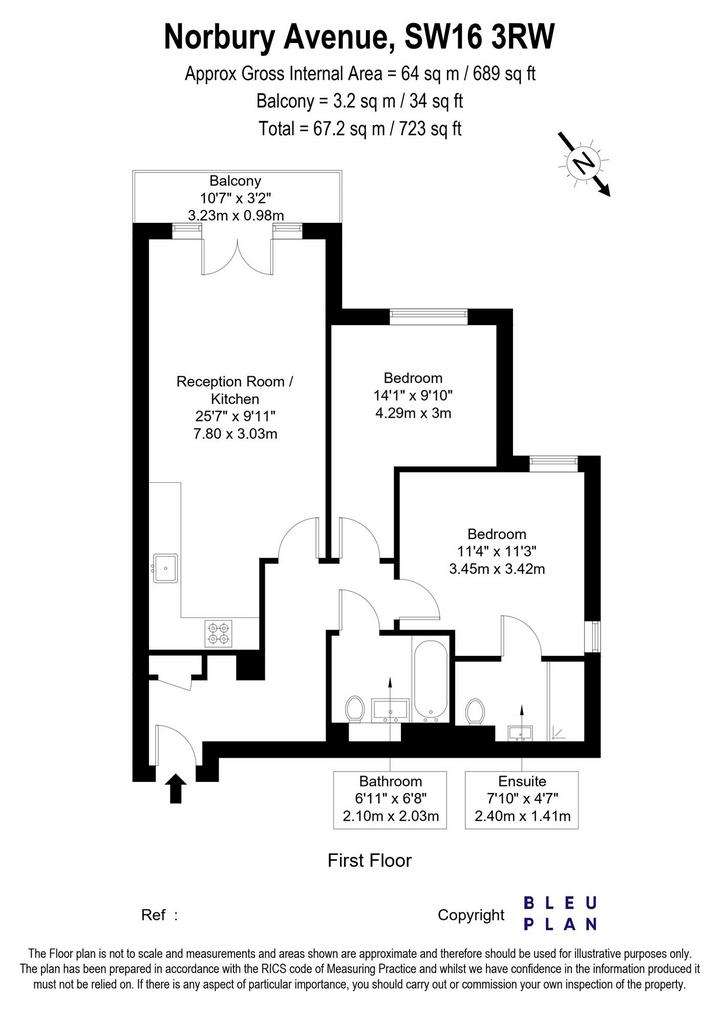 2 bedroom flat to rent - floorplan