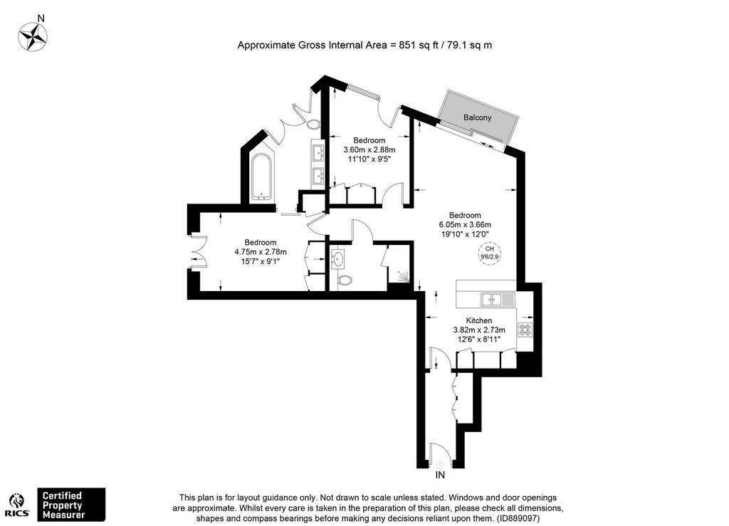 2 bedroom flat to rent - floorplan